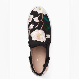 Kate Spade Leonie Ruffled Canvas Cherry Blossom Slip On Sneakers